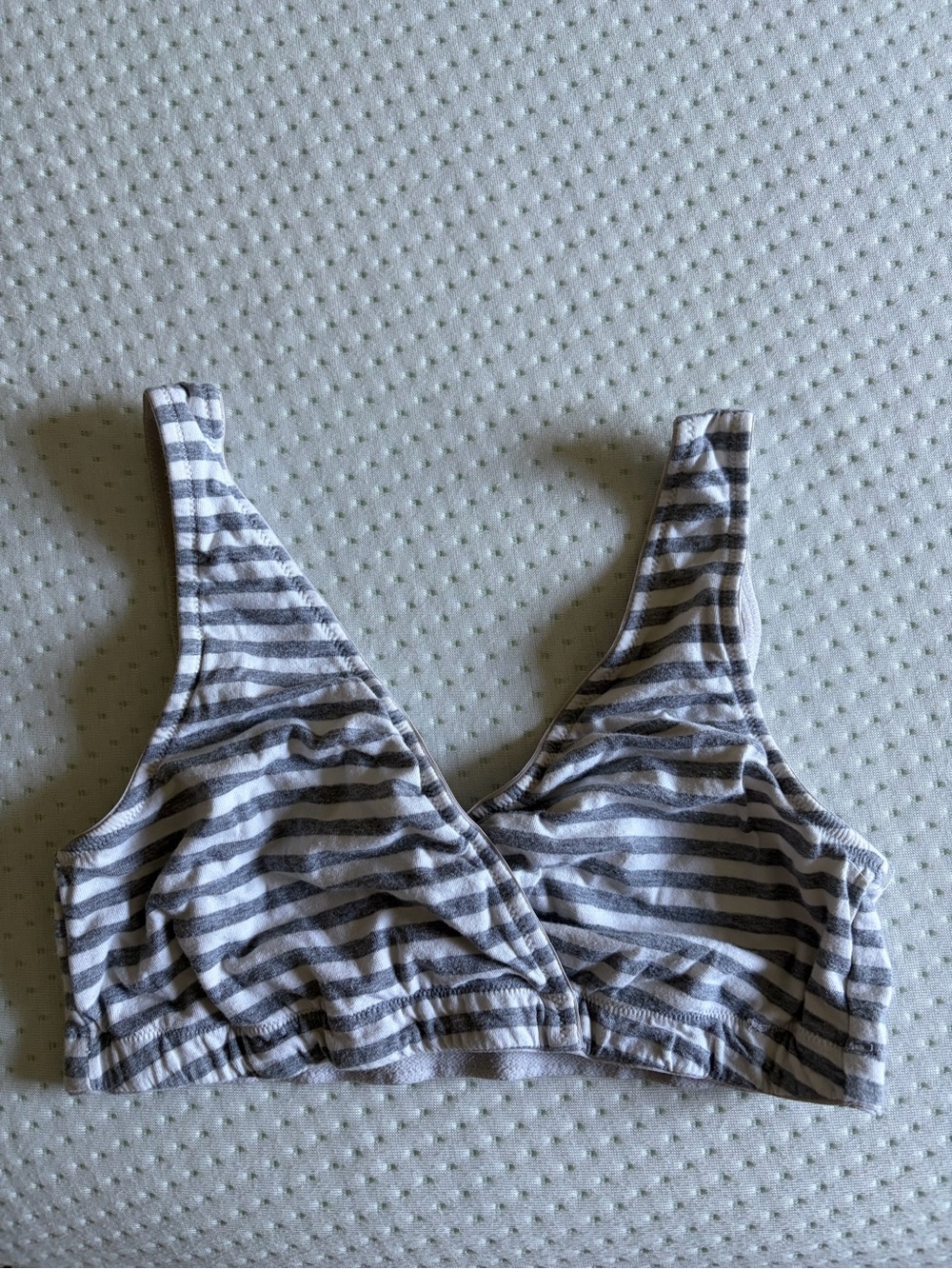 Motherhood Gray and White Striped Nursing Bra